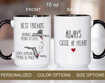 Custom Long Distance Friends Mug, Best Friends Gift, Personalized State to State Mug