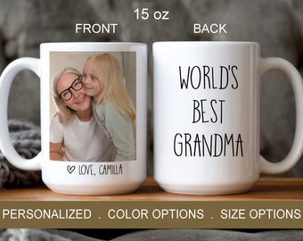 Custom Photo Mug Grandma Mothers Day Gift Mug, World's Best Grandma Mug, Grandma Birthday Gift, Grandma Christmas Gift, Best Grandma Ever