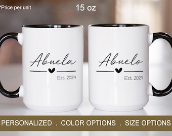 Personalized Abuelo and Abuela Custom Mugs, New Abuela Gift, New Abuelo Gift