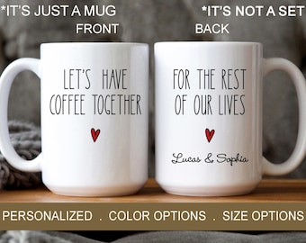 Mug personnalisé cadeau pour mariage, Mug cadeau couple, ensemble pour toujours, Mug Prenons un café ensemble