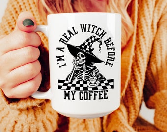 Spooky Gifts for Her, Halloween Skeleton Coffee Mug, Skeleton Halloween Gift, Halloween Mug Gift for Women