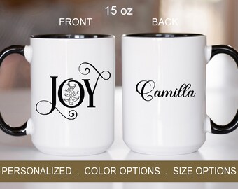 Mug Joie de Noël personnalisé, cadeaux de Noël personnalisés pour un ami de la famille