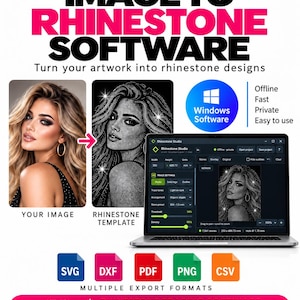 Image to Rhinestone Template Software | Rhinestone Tracer App for Windows | SVG DXF PDF Export | Logo & Photo Converter