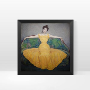Max Kurzweil 1899 portrait, Lady in yellow dress wall art, woman art, woman portrait wall decor,woman in yellow dress paint