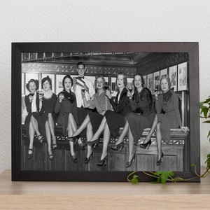 Woman at bar wall art, Black and white wall art, vintage print art, women in prohibition photography print, prohibition wall art