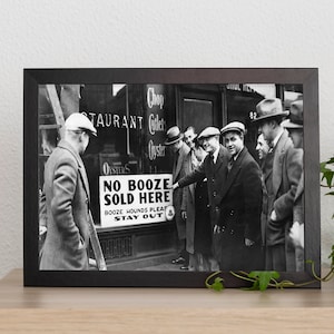 Black and white prohibition Wall Art, no booze sold here photograpy, bar wall decor, vintage wall art, vintage art print