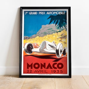 Monaco grand prix poster, vintage F1 racing poster, f1 gift idea, car race fan gift, office wall decor