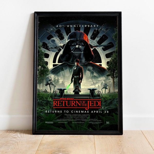 Star Wars Return Of The Jedi Filmplakat, Star Wars 40th Jubiläum 2023 Poster Wandkunst