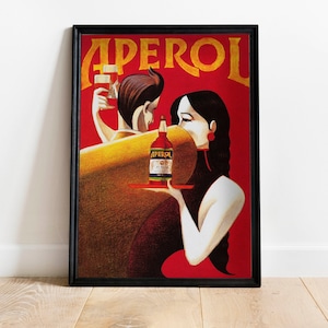 Cartel de bebida Aperol, arte de pared, cartel vintage