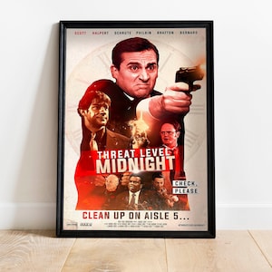 Threat Level Midnight Poster, The Office Poster, TV Show Poster,Michael Scott, Movie Poster, Funny Poster,