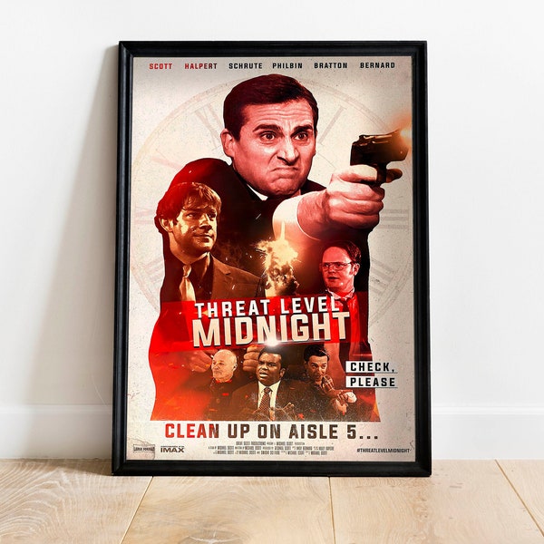 Threat Level Midnight Poster, The Office Poster, TV Show Poster,Michael Scott, Movie Poster, Funny Poster,