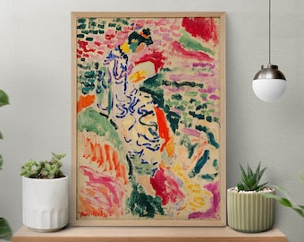 Henri Matisse 'La Japonaise' målning: Handgjord canvaskonstaffisch