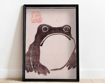 Vintage Japanese Frog Art Print: Ready to Hang Canvas
