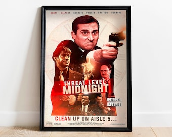 Threat Level Midnight Poster, The Office Poster, TV Show Poster,Michael Scott, Movie Poster, Funny Poster,