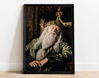 magic school professor oil painting, sleeping headmaster poster, magic school movie print, funny wall art, fine art print
