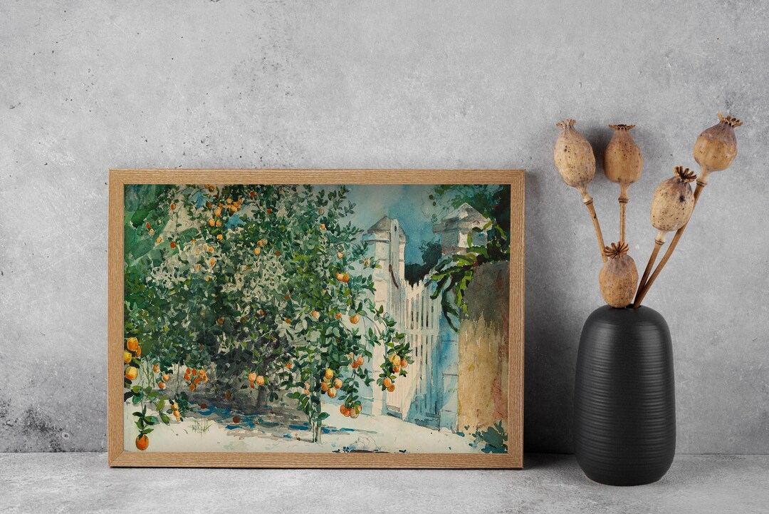 Winslow Homer Orange Trees and Gate Paint, Spanish Kitchen Home Decor