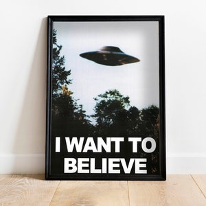 Quiero creer en el cartel de ciencia ficción de Expediente X, arte de ciencia ficción, arte de pared retro, cartel de ciencia ficción retro, arte de pared moderno