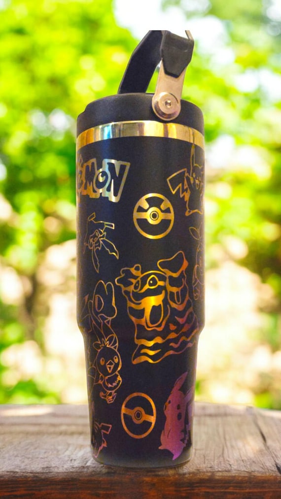30oz Swing Handle Anime Tumbler | Anime | Video Game | Collector's Cards | Teenage Games | Laser Engraved Tumbler