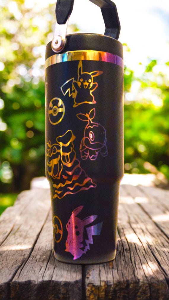 30oz Swing Handle Anime Tumbler | Anime | Video Game | Collector's Cards | Teenage Games | Laser Engraved Tumbler