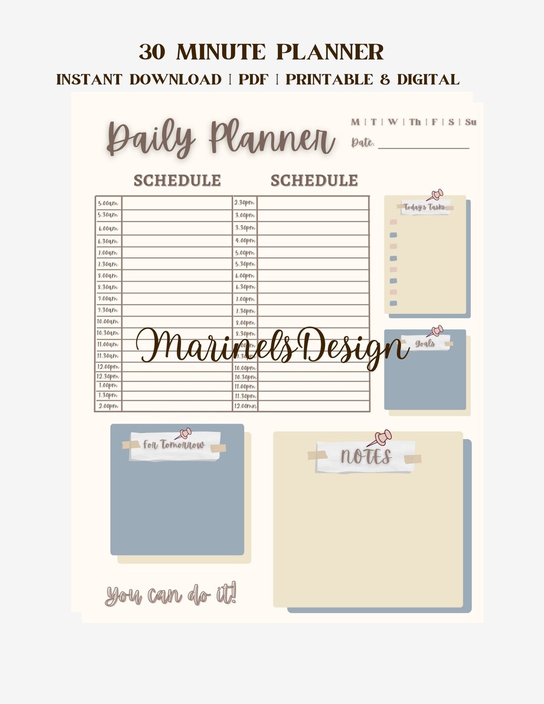 30 Minute Planner Printable Digital Product Instant - Etsy