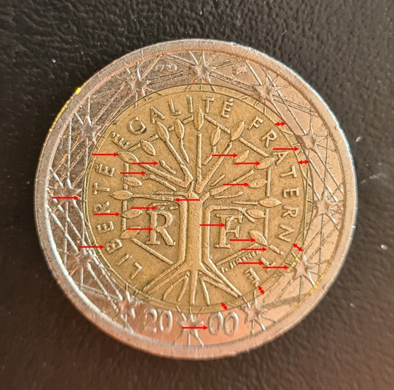 2 Euro Münze Liberte Egalite Fraternite 2000 Fehlprägung Erkennen Frankrijk 2 euro munt uit 2000 Zeldzaam buitengewoon met meerdere grote