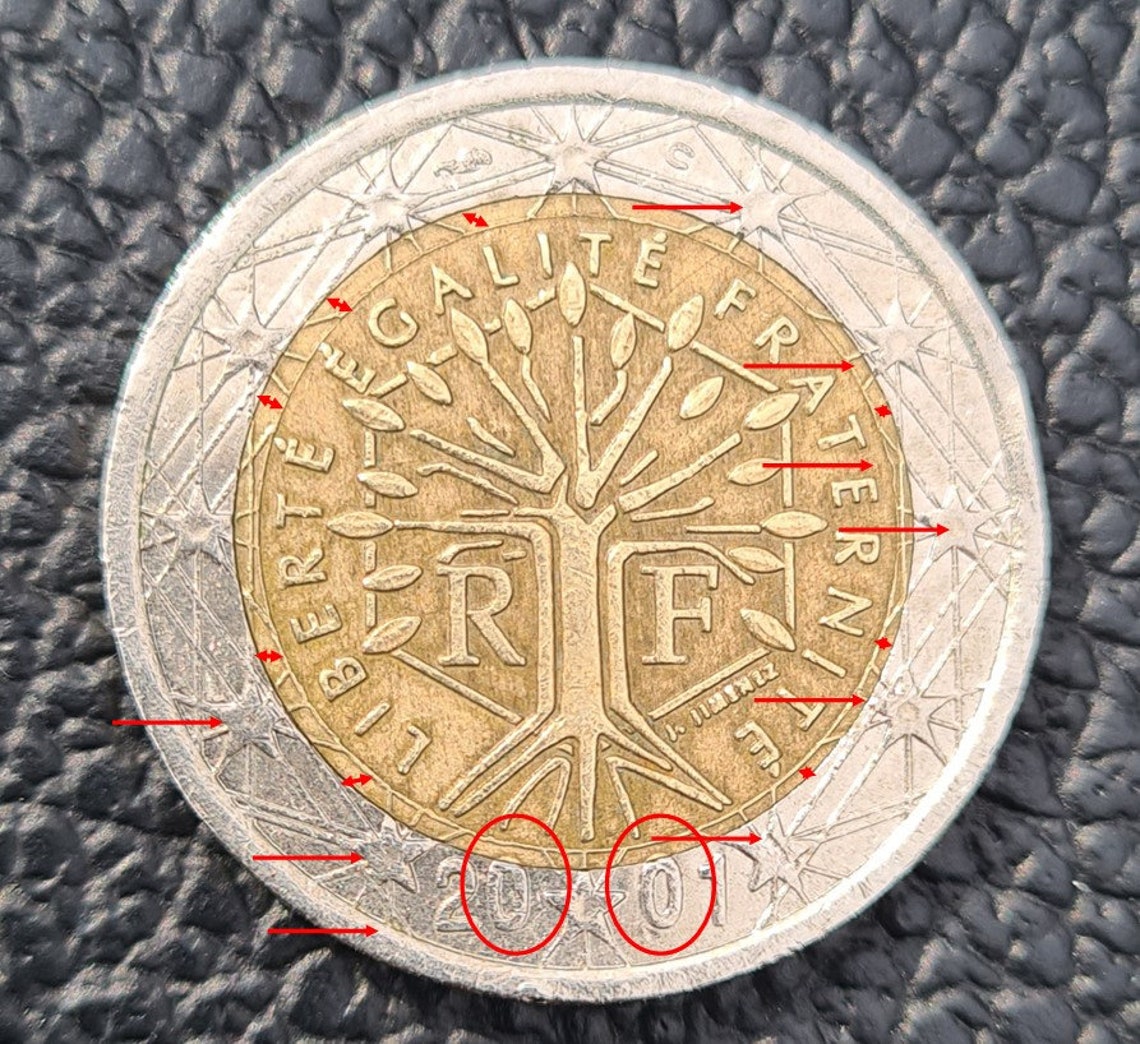 Waarde 2 Euro Frankrijk Liberte Egalite Fraternite 2001 Frankrijk 2 Euro Munt Uit 2001 Zeldzaam Buitengewoon Met Meerdere Grote