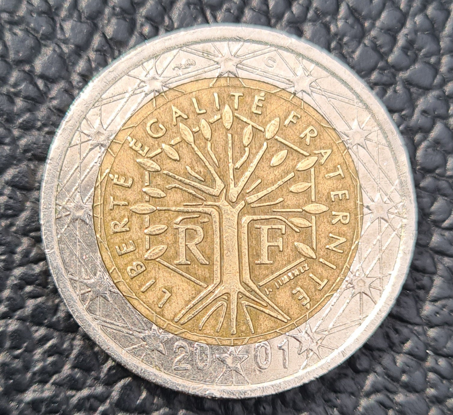 Frankrijk 2 Euro Munt Uit 2001 Zeldzaam Buitengewoon Met Meerdere Grote 
