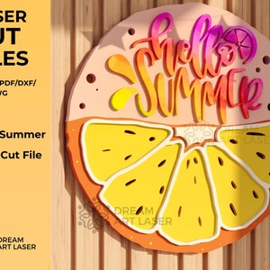Lemon Hello Summer Sign: Laser Cut File (SVG, DXF, PDF)