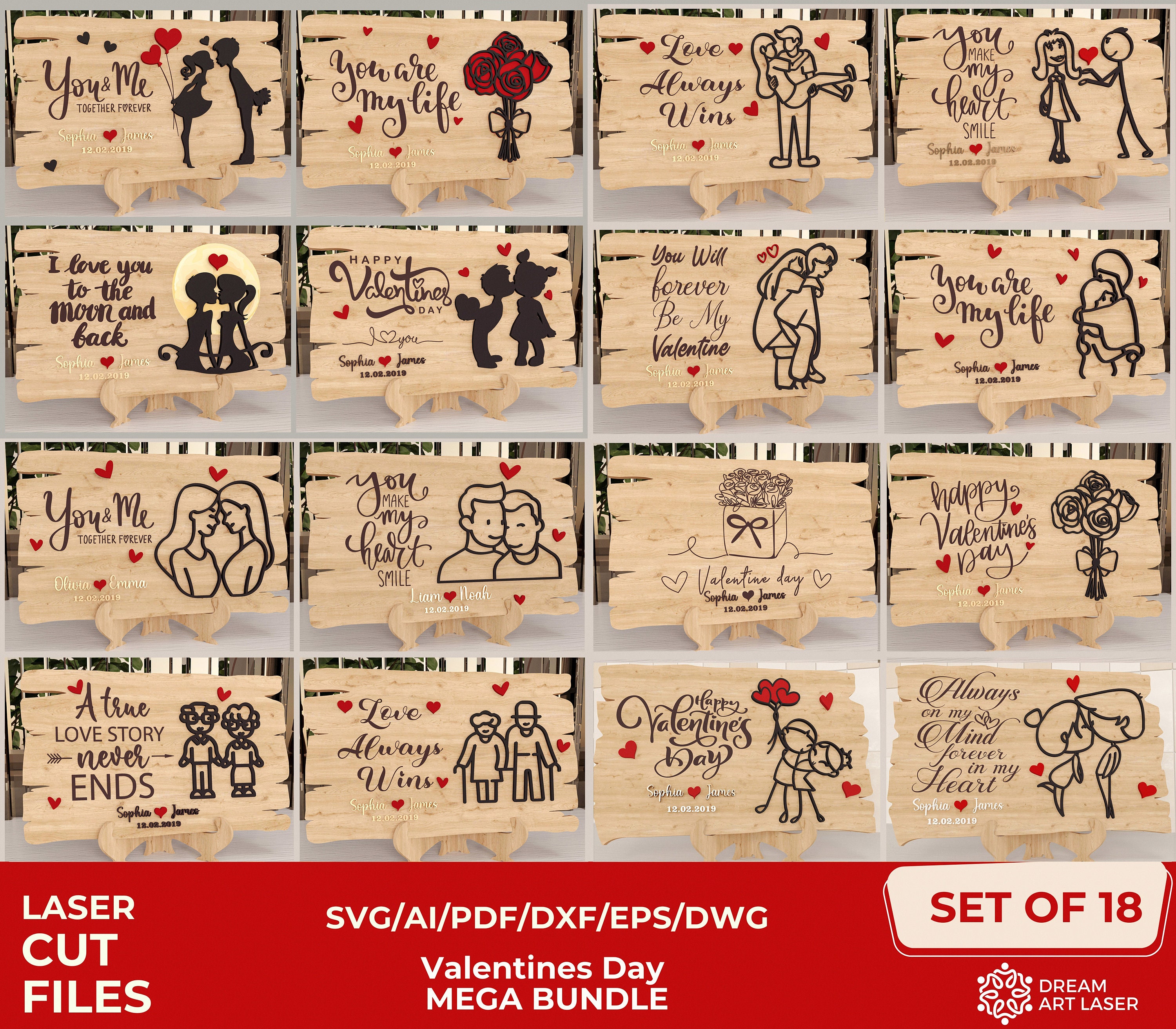 Couple Sign Laser Cut Files: Valentine's Day MEGA Bundle (digital ...