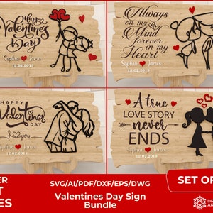 Personalized Couple Sign laser cut, Couple Laser Cut File,  Valentines Day Shelf Sign FIle, Laser Valentines Day Cut File, Bundle Glowforge