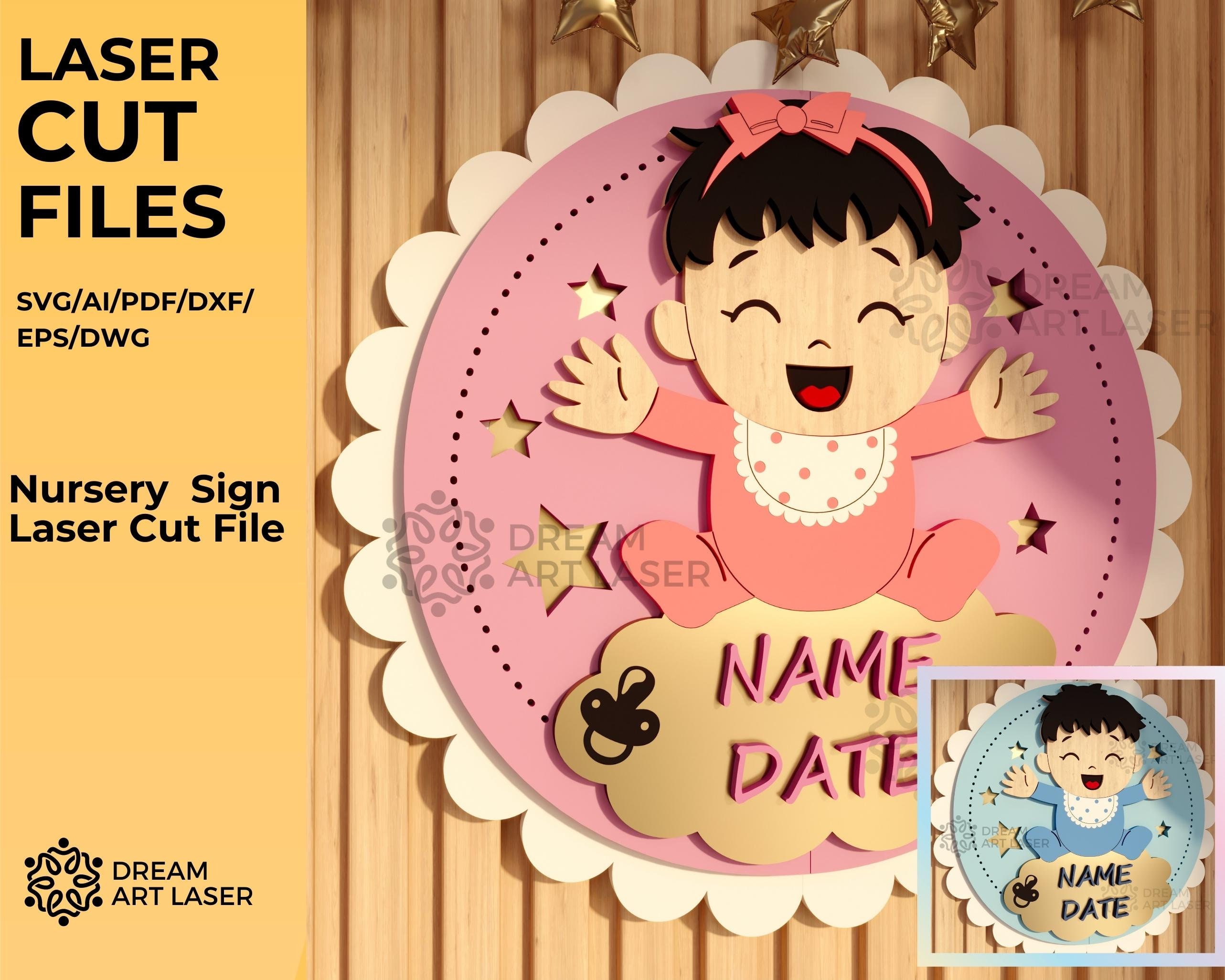 Baby Hospital Sign, Nursery Door Hanger, Name Sign for Nursery Girl or