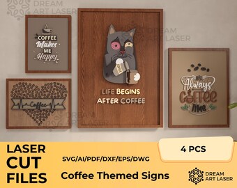 Coffee cut file, coffee themed laser cut file, coffee cricut, coffee wall colloge cut files, layered coffee sign, coffee laser