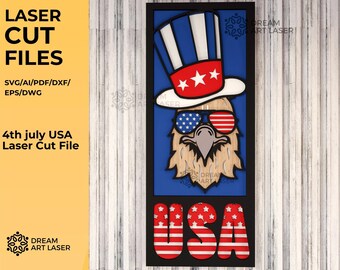 USA Flag Eagle cut file, Eagle American Flag Layered cricut, American Eagle Laser Cut File Glowforge, 4th of july Independence Day sign