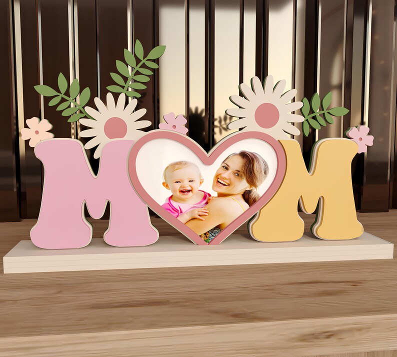 Mother's Day Svg, Mom Photo Frame SVG, Mom Gift Laser Cut File Bundle, Glowforge Ready, Digital Download 3mm image 3