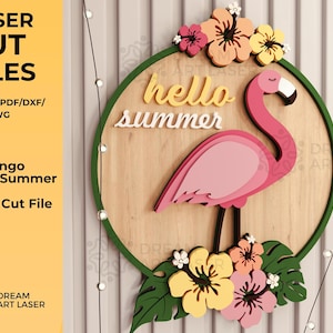 flamingo sign, hello summer sign cut, flamingo laser cut, flamingo folwers sign cricut, summer flamingo cut, flamingo door sign, glowforge