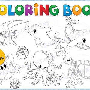 Printable Coloring book | Water Animals Coloring pages | Preschool Worksheets | Preschool coloring book |Fun coloring activities