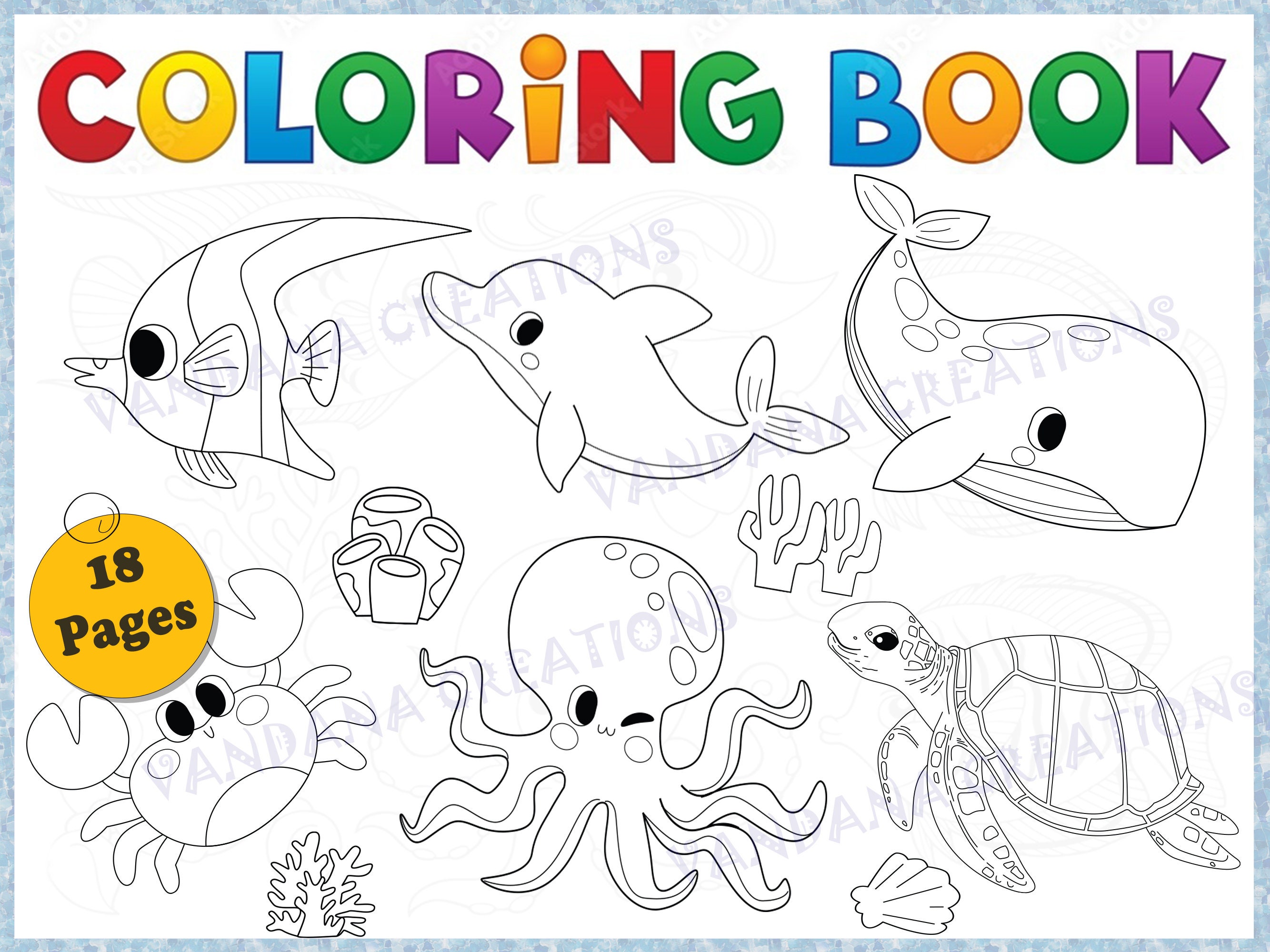 Printable Coloring Book Water Animals Coloring Pages Preschool