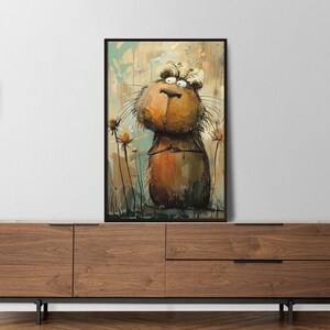 Colección Crazy Creatures - Capibara - Decoración de pared de arte digital loco, póster, impresión artística, ilustración abstracta