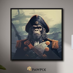 Printable Wall Art Gorilla Pirate -  Poster, Digital Print - Vibrant Digital Art Wall Decor, Poster, Art Print, Abstract Illustration