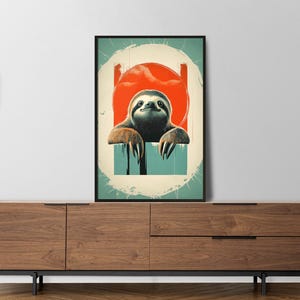 Sloth Pop Art Poster, Colorful Sloth Wall Art, Modern Animal Illustration, Vibrant Sloth Decor, &#39;Pop Art Sloth&#39;