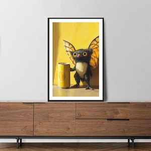 Impresión artística de animales divertidos de Zitronenfalter / Decoración peculiar de mariposa de limón / Póster con ilustración única para pared / Regalo para amantes del arte