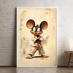 Karate Maus Poster - Wandbild für Kinderzimmer | Tierkunst Karate-Motiv