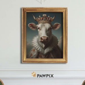 Impresión artística de vaca real, diseño de lienzo majestuoso, decoración de pared de animales de granja, arte de pared majestuoso para sala de estar