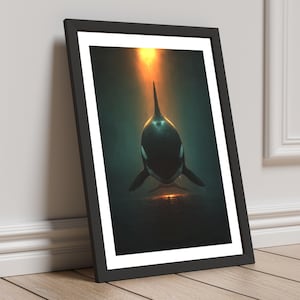 Aufstieg des Orcas Poster - Orca Poster Wandbild, Schwertwal Tierkunst, Meeresdeko für Naturfreunde, Dramatischer Druck