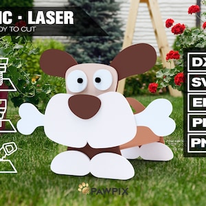 DIY Hunde-Blumenkaste-Vorlage - Digitaler Download beinhaltet Dxf, Eps, Pdf, Png Files - Perfekt für Laser Cutter oder Holz-Dekupiersäge