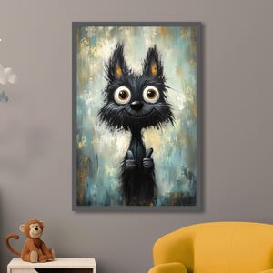 Fröhlicher Hund Poster – Lustige Cartoonkunst mit Daumen Hoch, verspielte Wanddeko für Hundeliebhaber