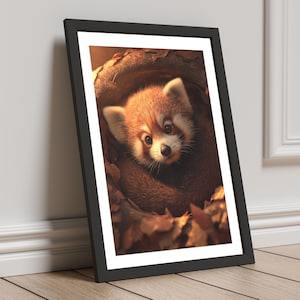 Lámina de pared de panda rojo, póster de bebé, adorable decoración para habitación infantil, regalo para amantes de los animales – Lámina de bebé panda rojo