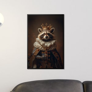 Cartel del mapache real - Majestuoso arte de la pared del panda de basura, adorable impresión de mamíferos, regalo amante de la naturaleza, arte animal