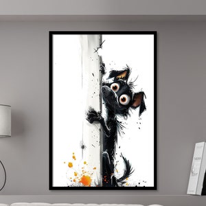 Climbing Critters Dog – Funny Printable Vibrant Pet Wall Decor, Digital Download, Art Print, Abstract Illustration