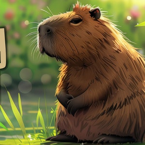 Capybara Kunstdruck, Lustiges Tierposter, Skurrile Wanddeko, Capybara Illustration, Kunstliebhaber Geschenk, Entspannung-Poster